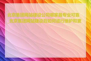 北京集团网站建设公司哪家最专业可靠_北京集团网站建设后如何进行维护和更新