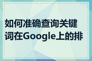 如何准确查询关键词在Google上的排名