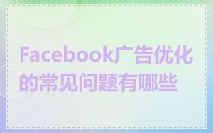 Facebook广告优化的常见问题有哪些