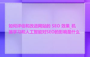 如何评估和改进网站的 SEO 效果_机器学习和人工智能对SEO的影响是什么