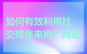 如何有效利用社交媒体来推广网站