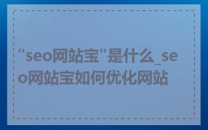 "seo网站宝"是什么_seo网站宝如何优化网站
