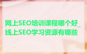 网上SEO培训课程哪个好_线上SEO学习资源有哪些