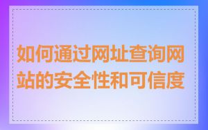 如何通过网址查询网站的安全性和可信度