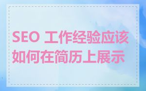 SEO 工作经验应该如何在简历上展示