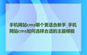 手机网站cms哪个更适合新手_手机网站cms如何选择合适的主题模板
