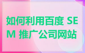 如何利用百度 SEM 推广公司网站