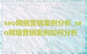 seo网络营销案例分析_seo网络营销案例如何分析