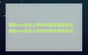 网站seo优化公司如何提高网站排名_网站seo优化公司如何做关键词优化