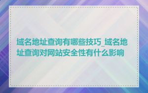 域名地址查询有哪些技巧_域名地址查询对网站安全性有什么影响
