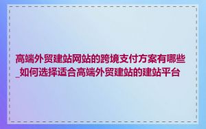 高端外贸建站网站的跨境支付方案有哪些_如何选择适合高端外贸建站的建站平台