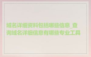 域名详细资料包括哪些信息_查询域名详细信息有哪些专业工具