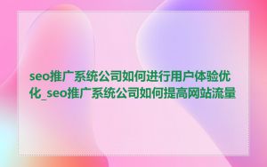seo推广系统公司如何进行用户体验优化_seo推广系统公司如何提高网站流量