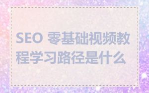 SEO 零基础视频教程学习路径是什么