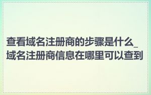 查看域名注册商的步骤是什么_域名注册商信息在哪里可以查到