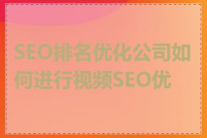 SEO排名优化公司如何进行视频SEO优化