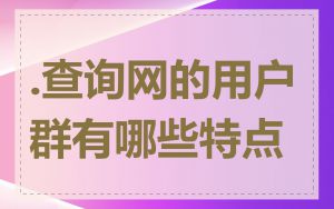 .查询网的用户群有哪些特点