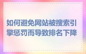 如何避免网站被搜索引擎惩罚而导致排名下降