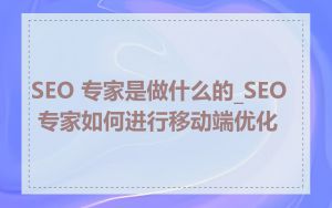 SEO 专家是做什么的_SEO 专家如何进行移动端优化