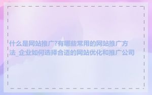 什么是网站推广?有哪些常用的网站推广方法_企业如何选择合适的网站优化和推广公司