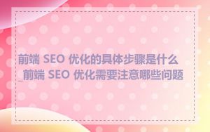 前端 SEO 优化的具体步骤是什么_前端 SEO 优化需要注意哪些问题