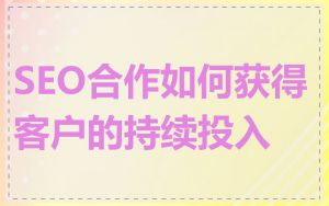 SEO合作如何获得客户的持续投入