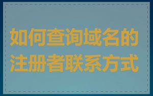 如何查询域名的注册者联系方式