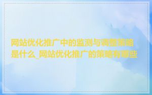 网站优化推广中的监测与调整策略是什么_网站优化推广的策略有哪些