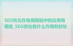 SEO优化在电商网站中的应用有哪些_SEO优化有什么作用和好处