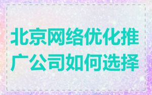 北京网络优化推广公司如何选择