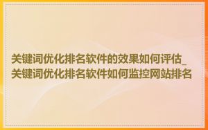 关键词优化排名软件的效果如何评估_关键词优化排名软件如何监控网站排名