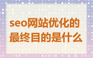 seo网站优化的最终目的是什么