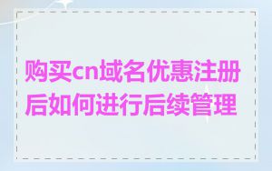 购买cn域名优惠注册后如何进行后续管理