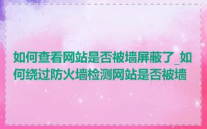 如何查看网站是否被墙屏蔽了_如何绕过防火墙检测网站是否被墙