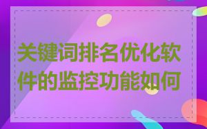 关键词排名优化软件的监控功能如何