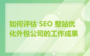 如何评估 SEO 整站优化外包公司的工作成果