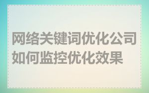网络关键词优化公司如何监控优化效果