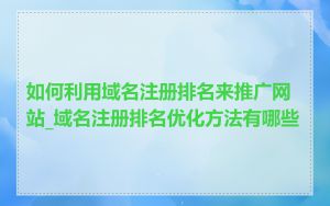 如何利用域名注册排名来推广网站_域名注册排名优化方法有哪些