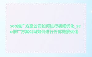 seo推广方案公司如何进行视频优化_seo推广方案公司如何进行外部链接优化