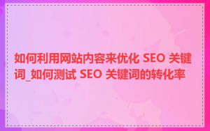 如何利用网站内容来优化 SEO 关键词_如何测试 SEO 关键词的转化率