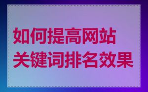 如何提高网站关键词排名效果
