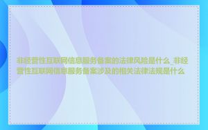 非经营性互联网信息服务备案的法律风险是什么_非经营性互联网信息服务备案涉及的相关法律法规是什么