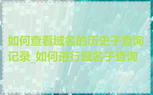 如何查看域名的历史子查询记录_如何进行域名子查询