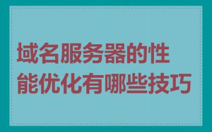 域名服务器的性能优化有哪些技巧