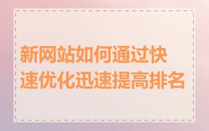 新网站如何通过快速优化迅速提高排名
