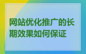 网站优化推广的长期效果如何保证