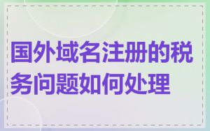 国外域名注册的税务问题如何处理