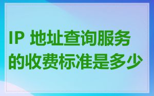 IP 地址查询服务的收费标准是多少