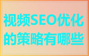 视频SEO优化的策略有哪些