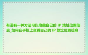 有没有一种方法可以隐藏自己的 IP 地址位置信息_如何在手机上查看自己的 IP 地址位置信息